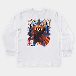 Red Panda in autumn Kids Long Sleeve T-Shirt